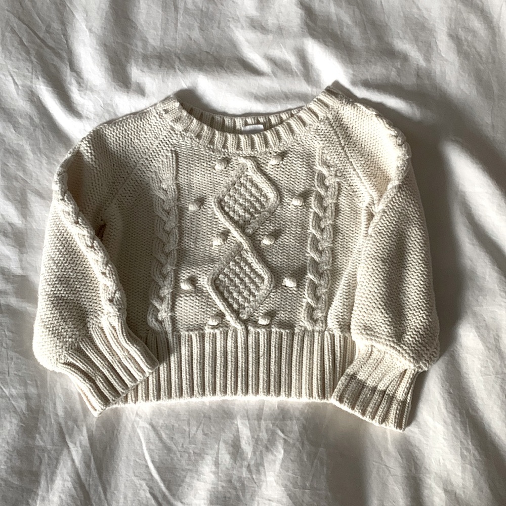 Cream toddler knit sweater, 18-24mo